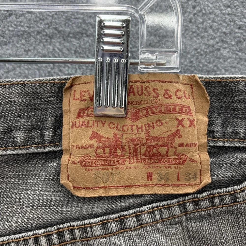 VTG 90s Y2K Levis 501 Jeans Men 34x34 Gray Straight Denim Button Fly Distressed